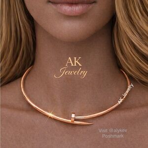 💎ROSE GOLD LUXURY 18k High End Elegant NAIL Necklace Choker Gold Plated, Round